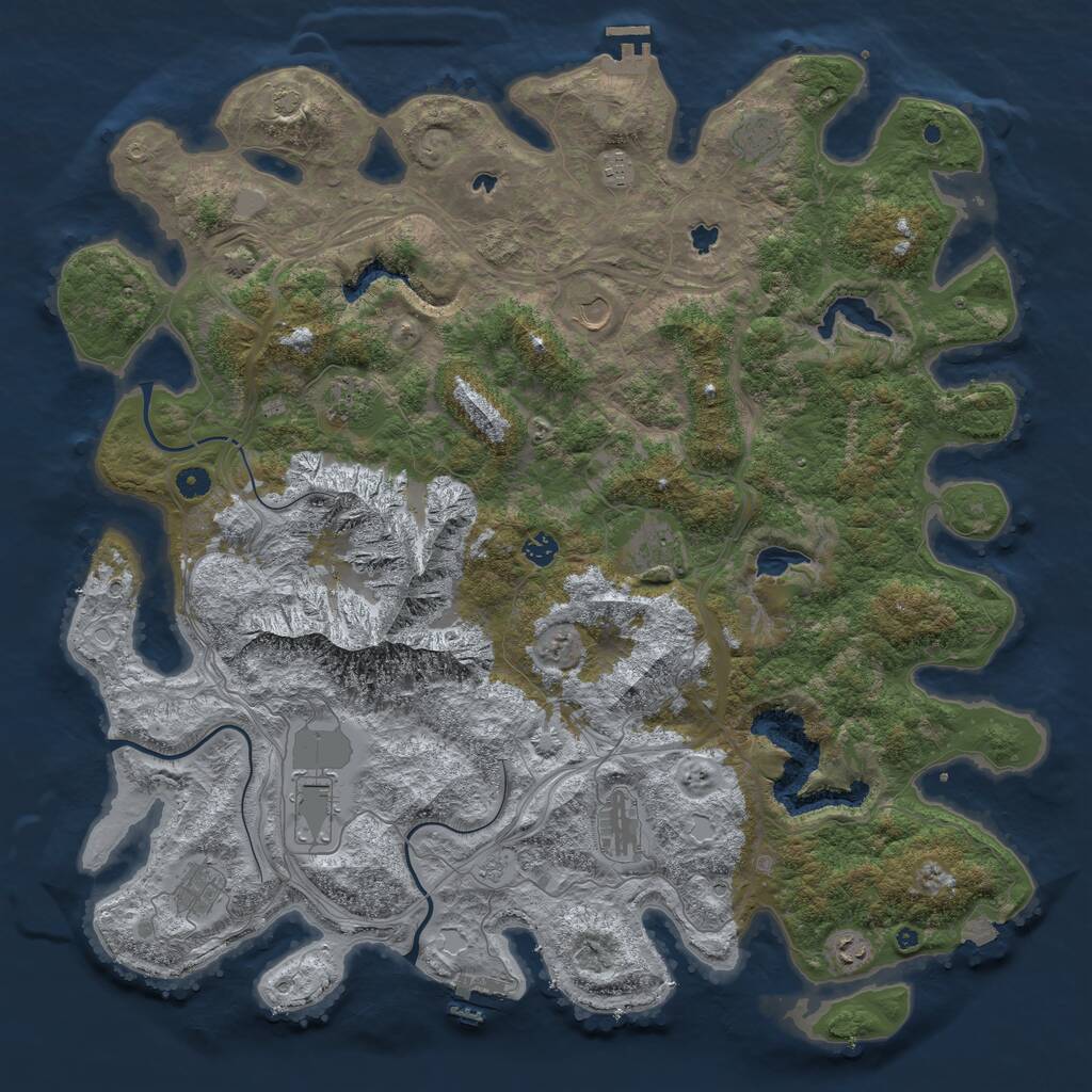 Rust Map: Procedural Map, Size: 5000, Seed: 1255191638, 16 Monuments