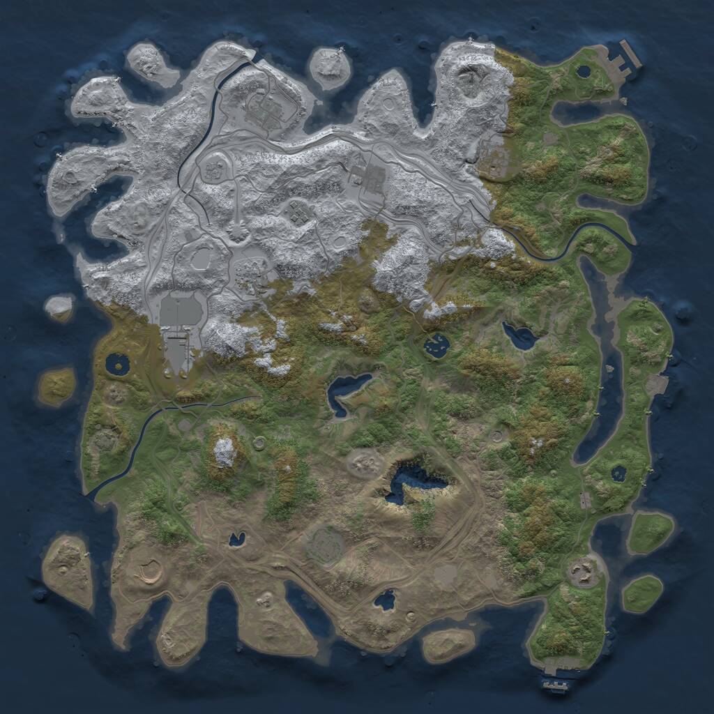 Rust Map: Procedural Map, Size: 4500, Seed: 876293830, 16 Monuments