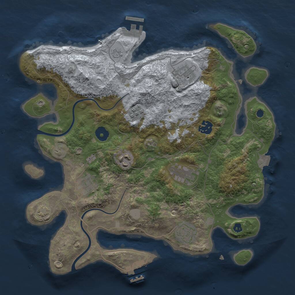 Rust Map: Procedural Map, Size: 3250, Seed: 60960339, 12 Monuments