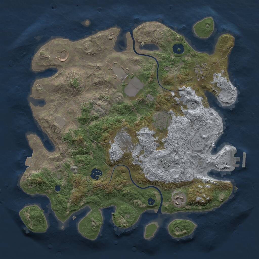 Rust Map: Procedural Map, Size: 3500, Seed: 1319963415, 13 Monuments