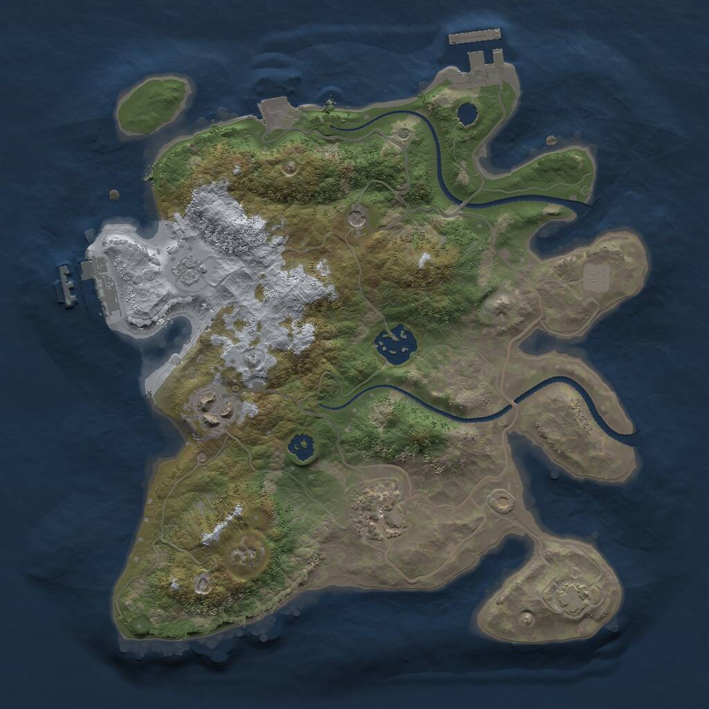 Rust Map: Procedural Map, Size: 2750, Seed: 658858240, 9 Monuments