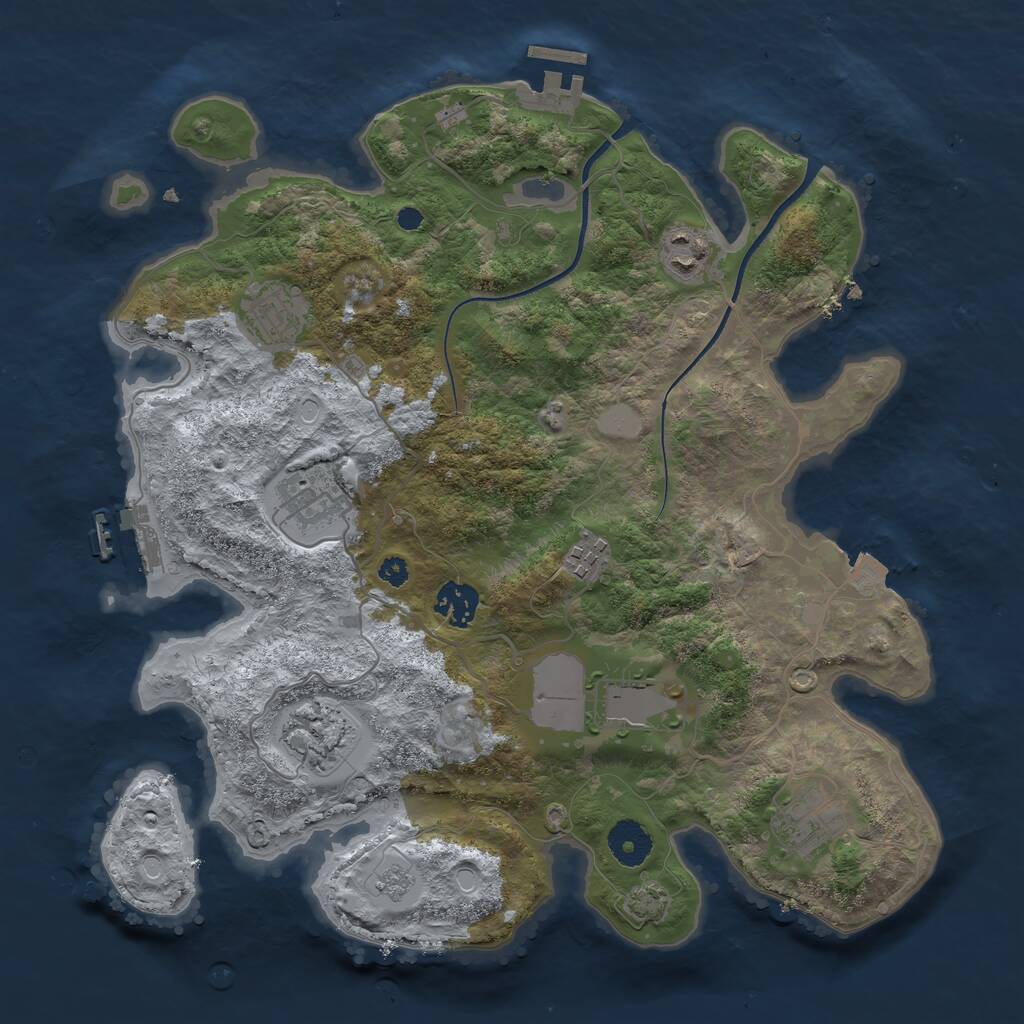 Rust Map: Procedural Map, Size: 3500, Seed: 196002761, 13 Monuments