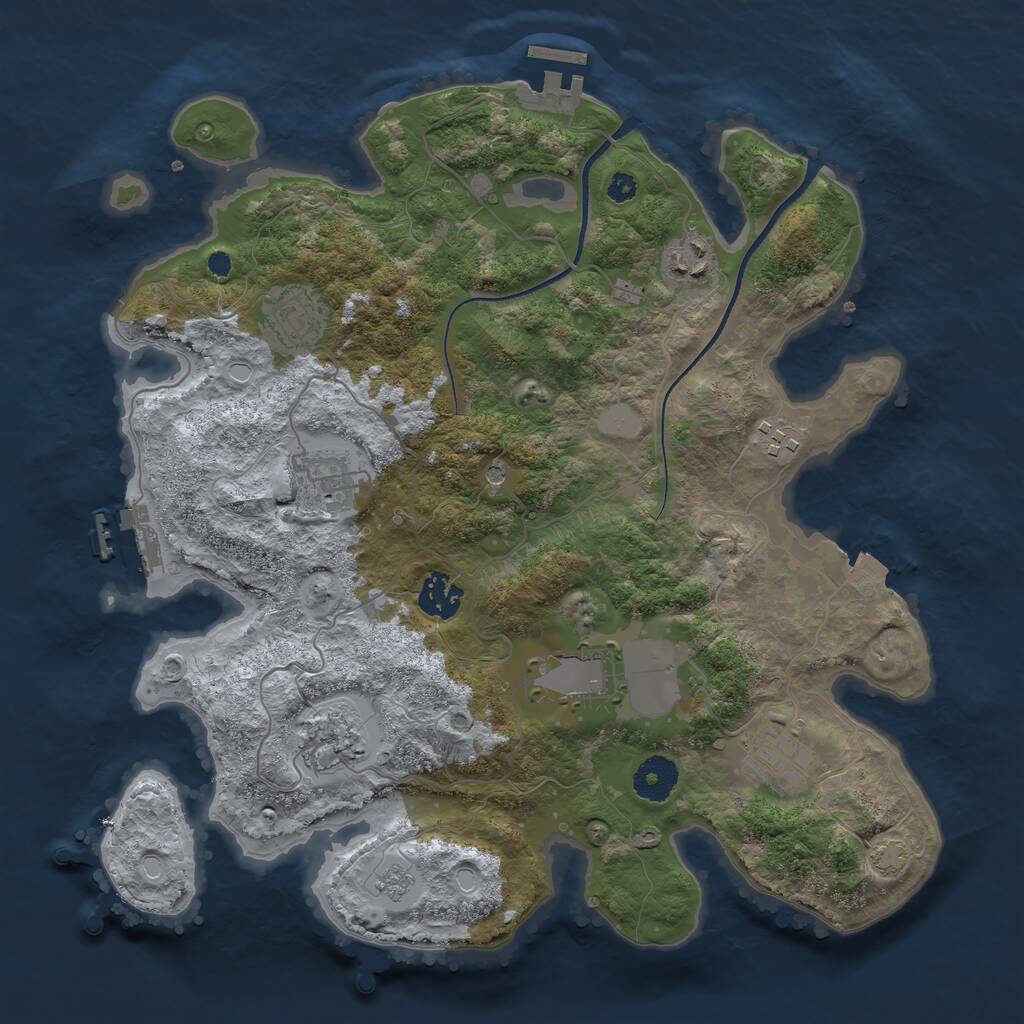 Rust Map: Procedural Map, Size: 3500, Seed: 196002761, 14 Monuments