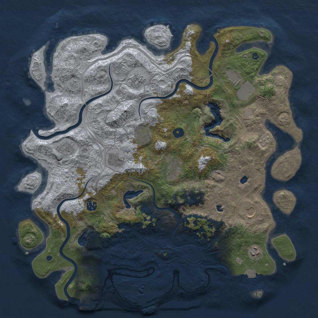 Rust Map: Procedural Map, Size: 4500, Seed: 63816544, 16 Monuments