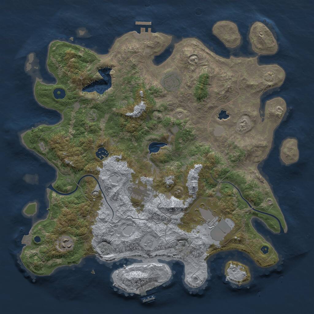 Rust Map: Procedural Map, Size: 4000, Seed: 384530871, 12 Monuments