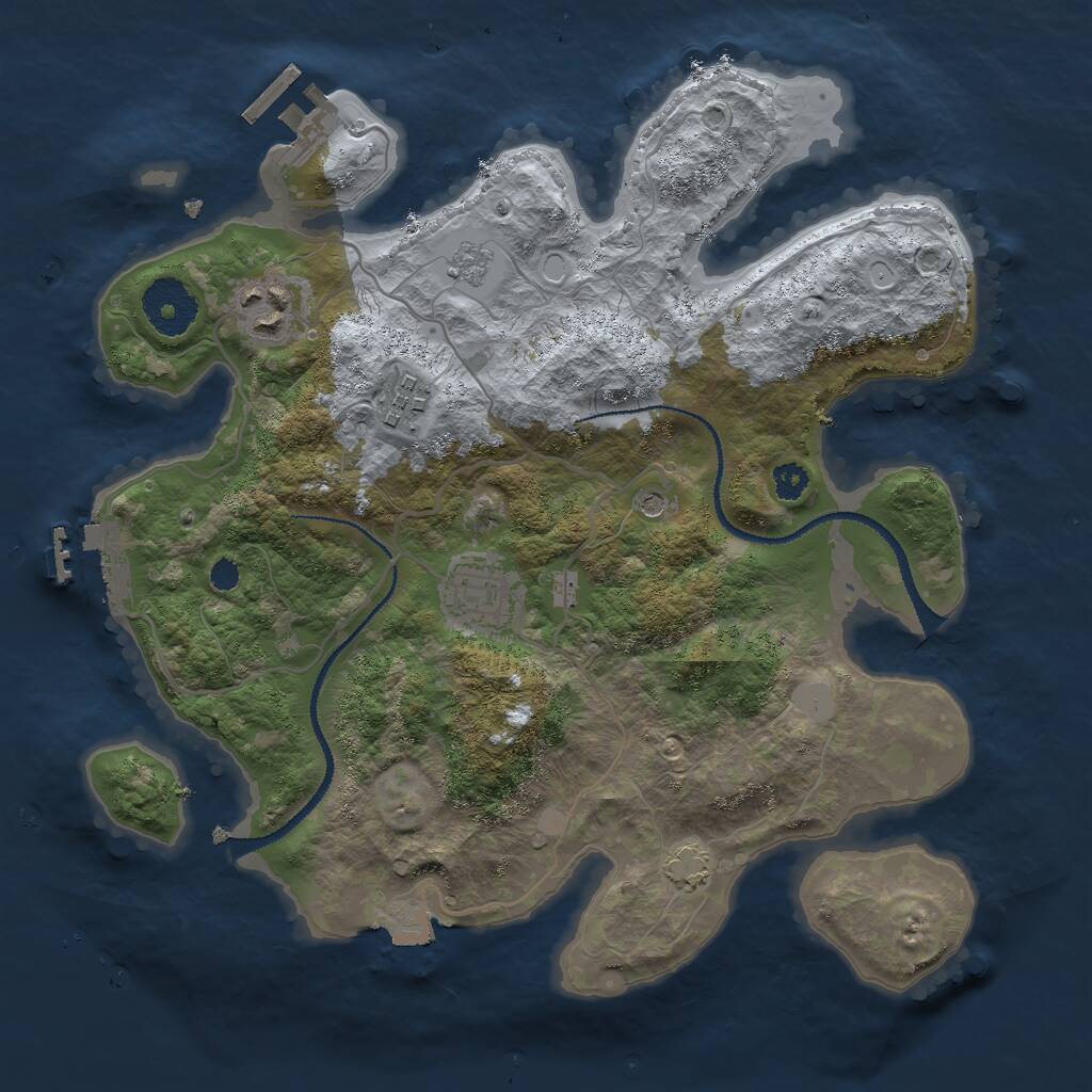 Rust Map: Procedural Map, Size: 3000, Seed: 1715507777, 9 Monuments