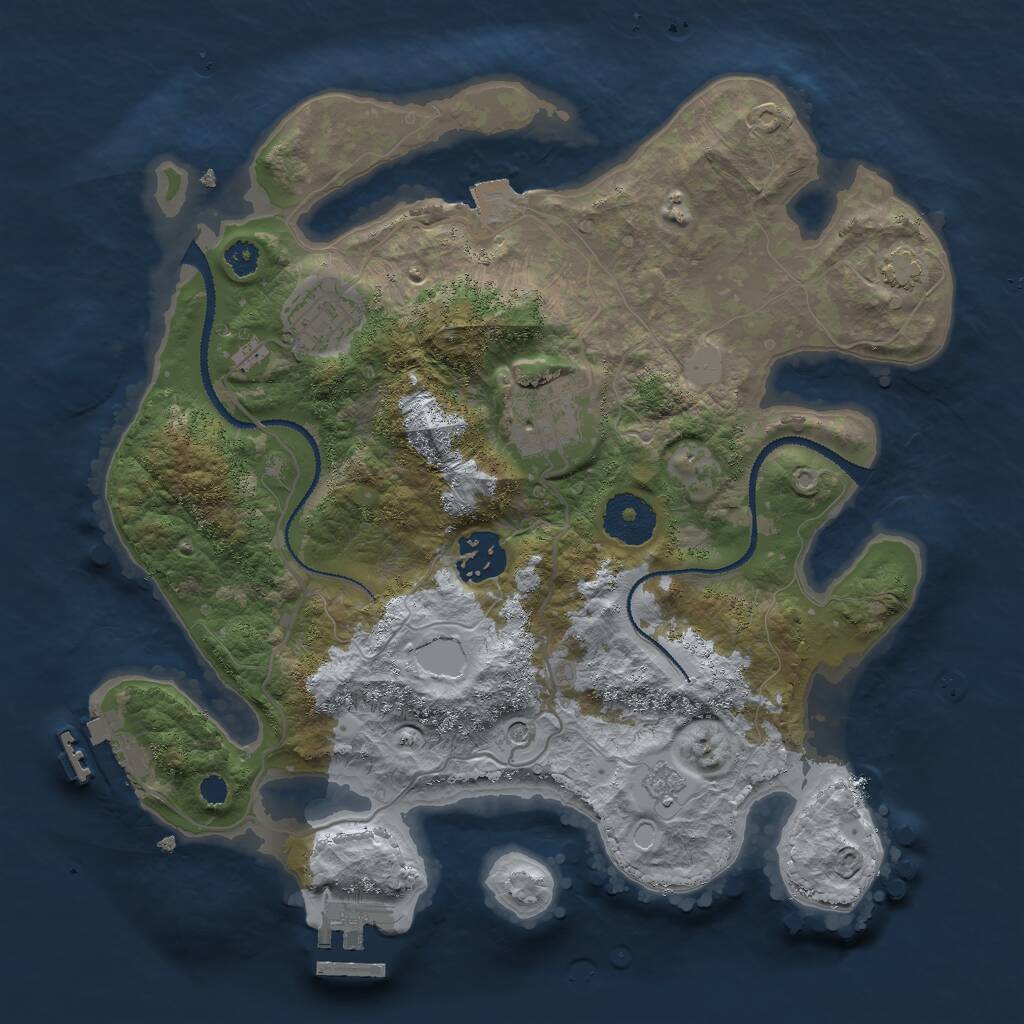 Rust Map: Procedural Map, Size: 3000, Seed: 1003883782, 9 Monuments