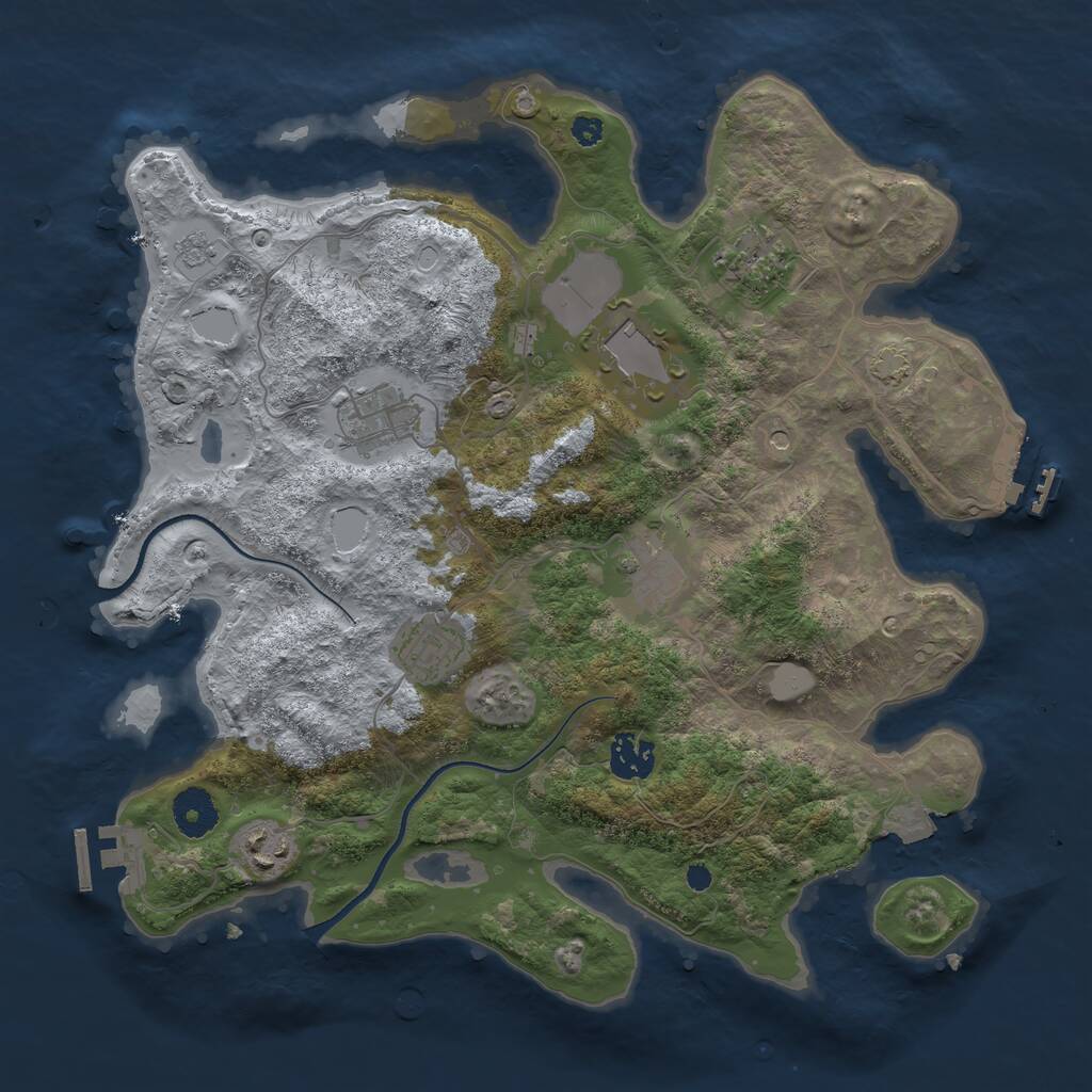 Rust Map: Procedural Map, Size: 3500, Seed: 67213171, 13 Monuments