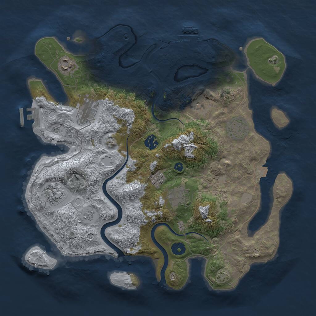 Rust Map: Procedural Map, Size: 3500, Seed: 1375619307, 14 Monuments