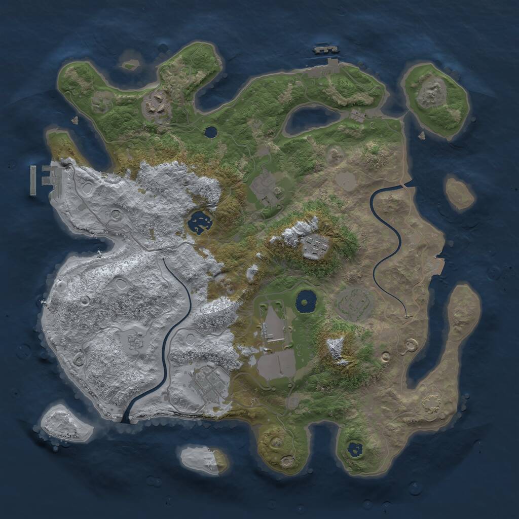 Rust Map: Procedural Map, Size: 3500, Seed: 1375619307, 13 Monuments