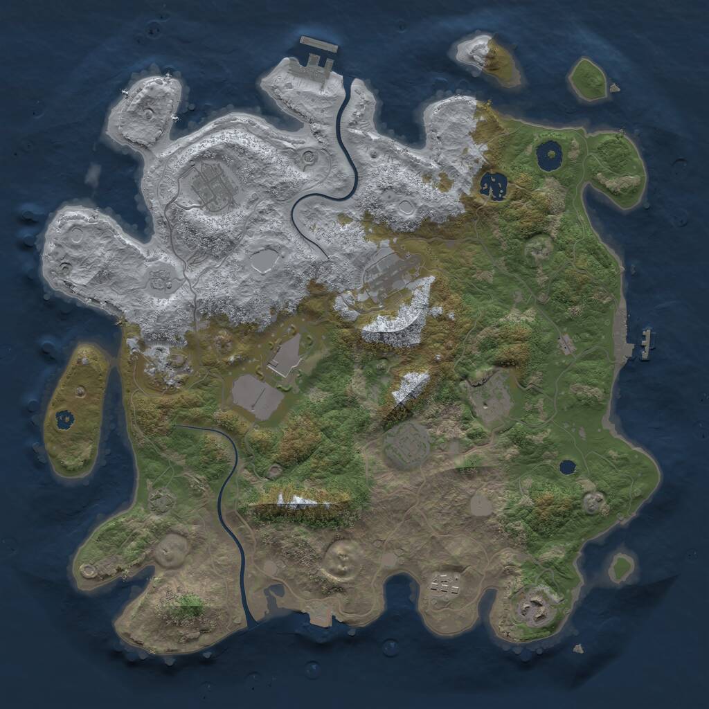 Rust Map: Procedural Map, Size: 3750, Seed: 1941599635, 15 Monuments