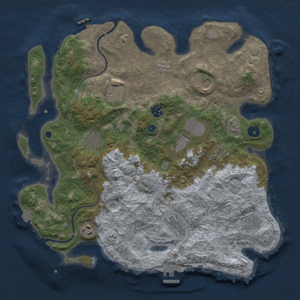 Rust Map: Procedural Map, Size: 3800, Seed: 2110338927, 16 Monuments