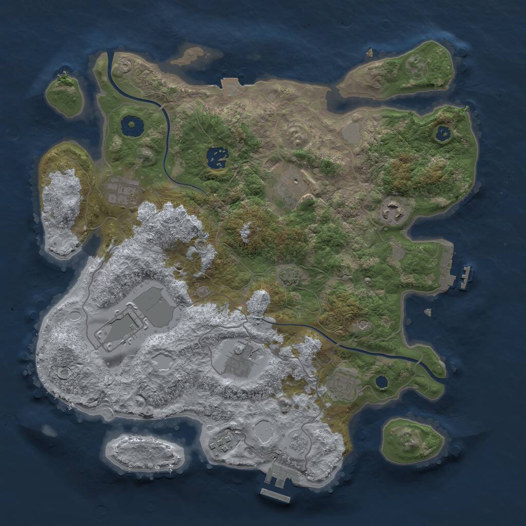 Rust Map: Procedural Map, Size: 3500, Seed: 1304516717, 14 Monuments