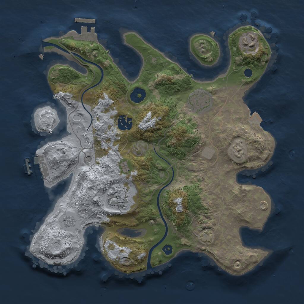 Rust Map: Procedural Map, Size: 3000, Seed: 29134, 10 Monuments