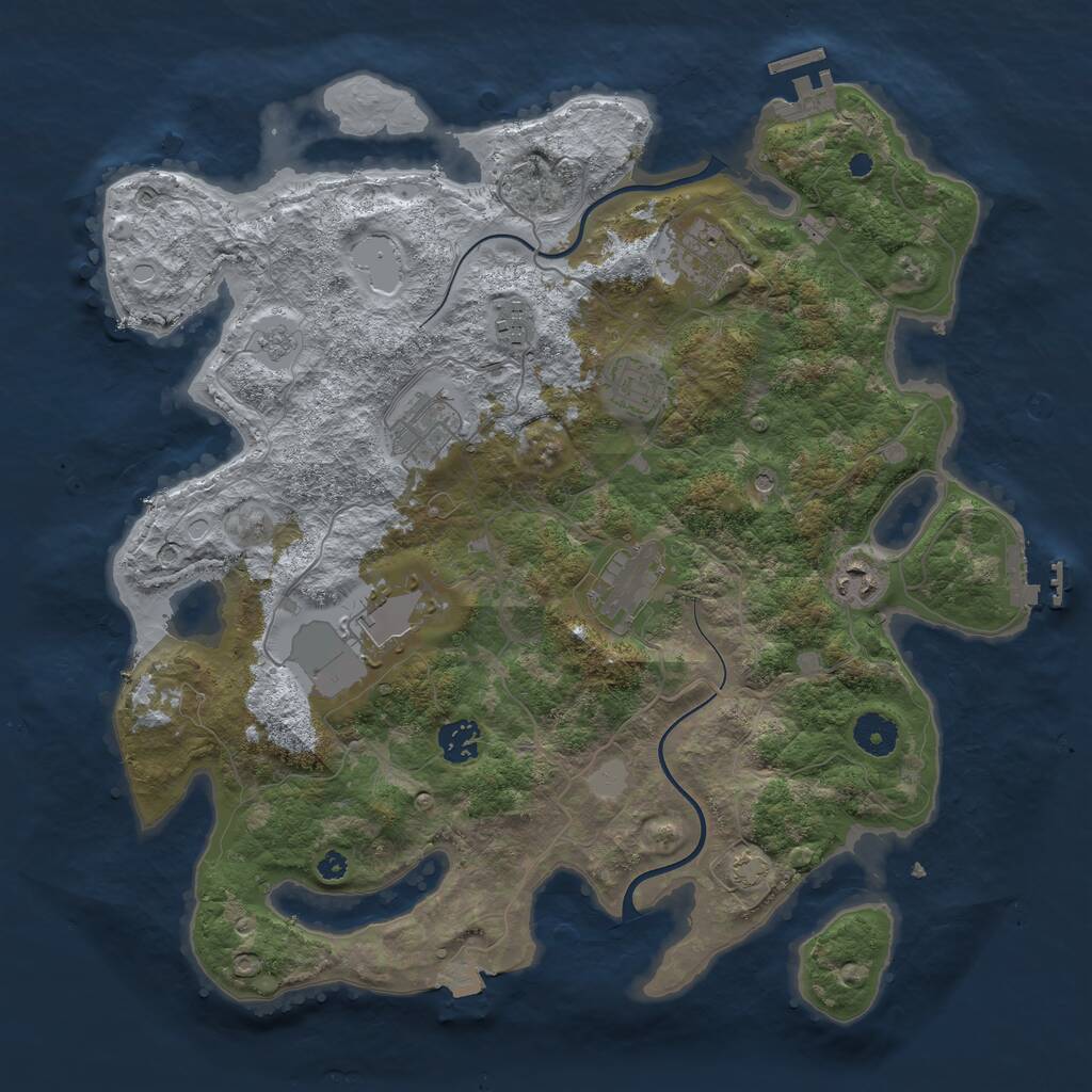 Rust Map: Procedural Map, Size: 3800, Seed: 686273186, 14 Monuments