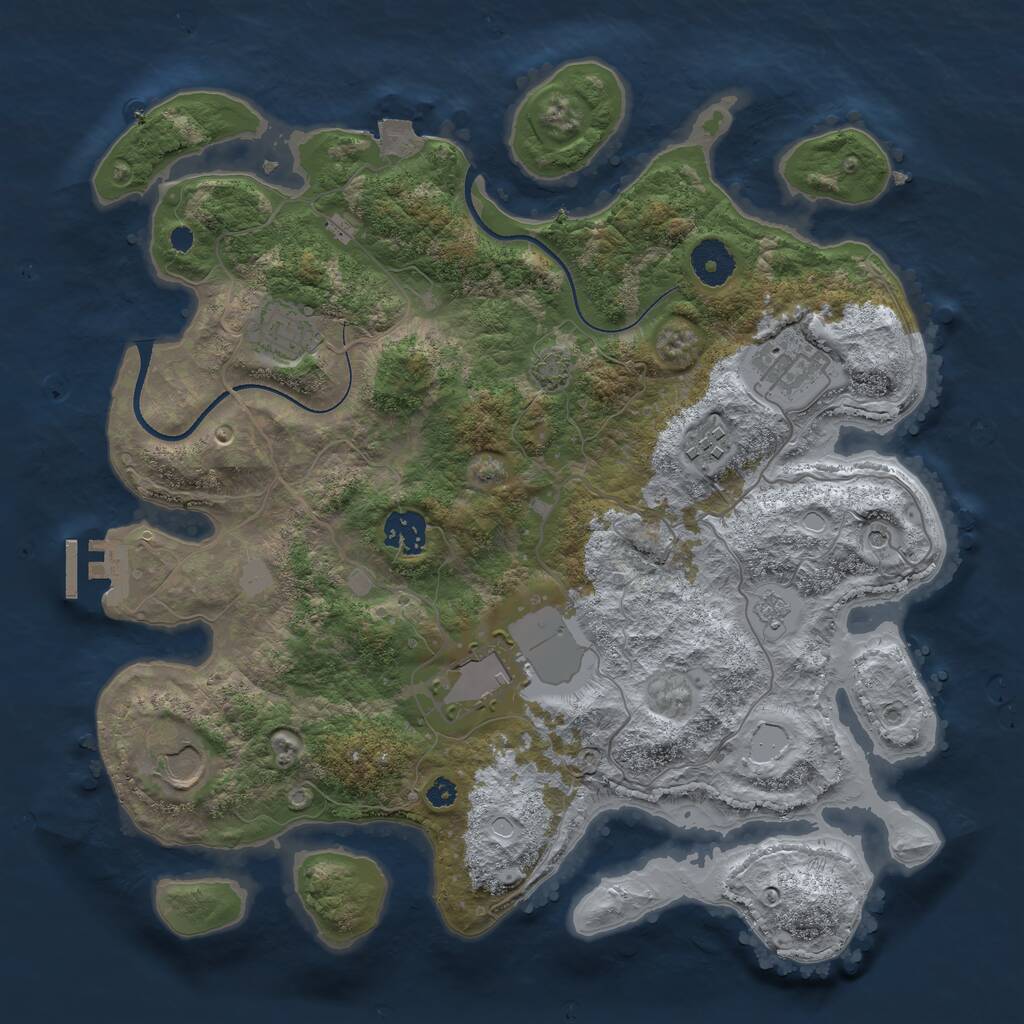 Rust Map: Procedural Map, Size: 3500, Seed: 26212553, 11 Monuments