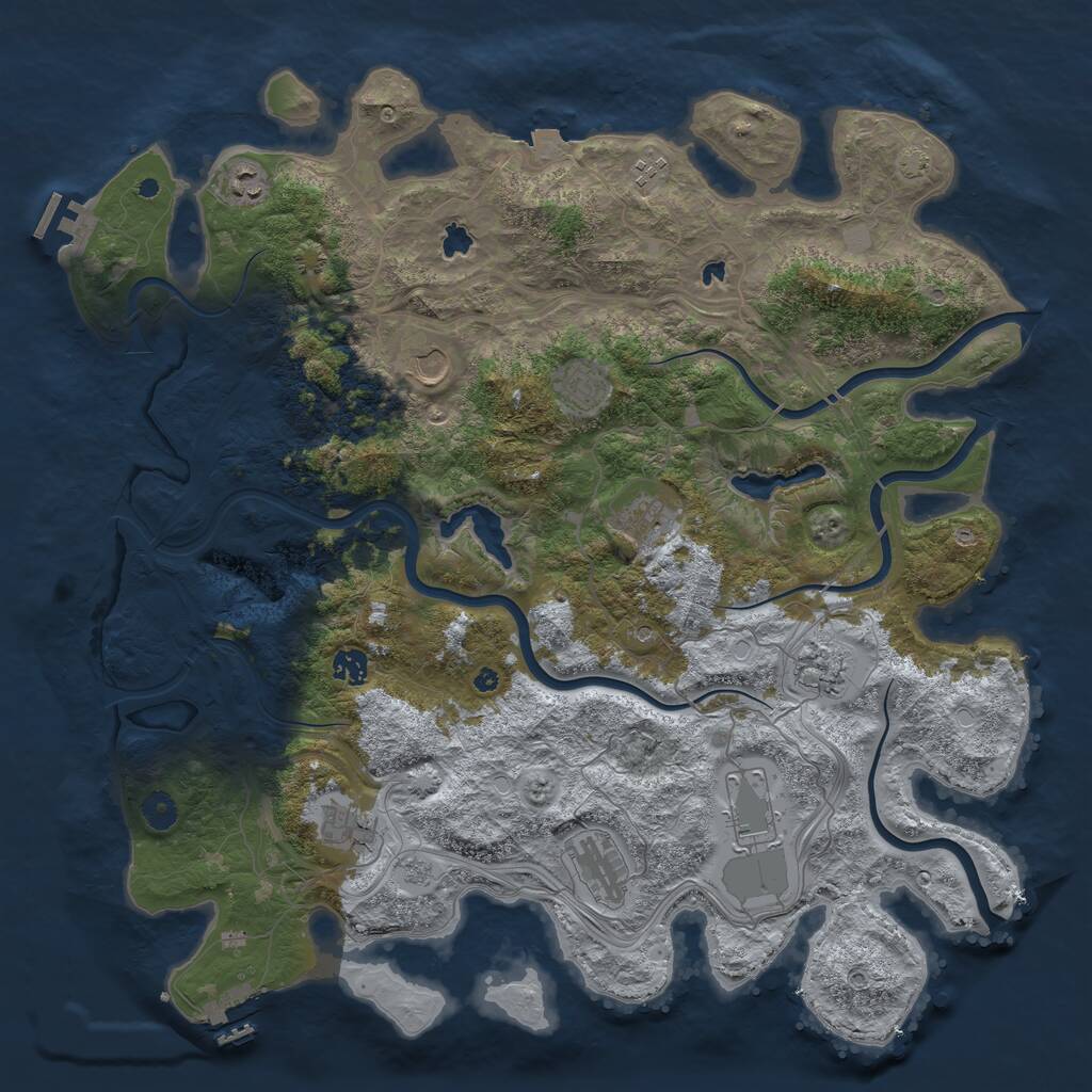 Rust Map: Procedural Map, Size: 4500, Seed: 510722896, 16 Monuments