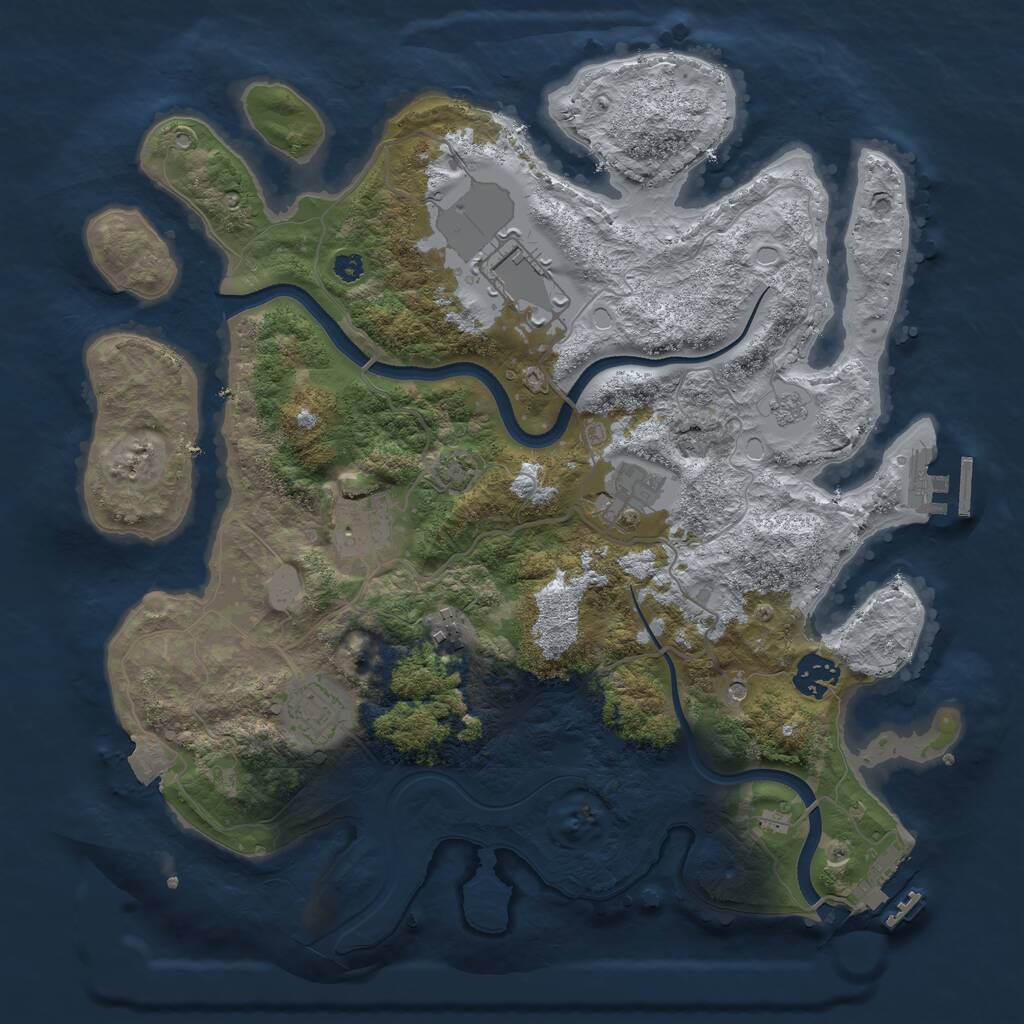Rust Map: Procedural Map, Size: 3500, Seed: 2039440643, 12 Monuments