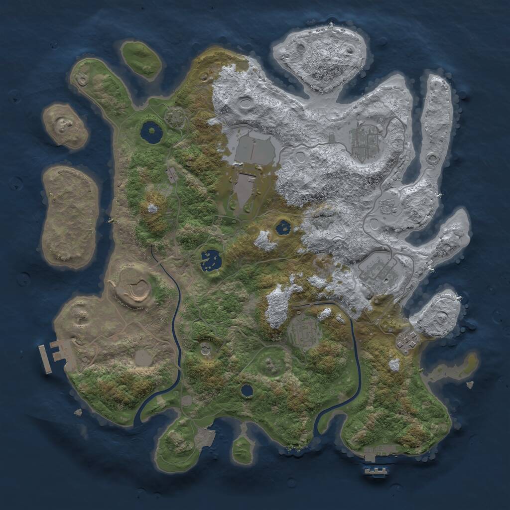 Rust Map: Procedural Map, Size: 3500, Seed: 2039440643, 13 Monuments