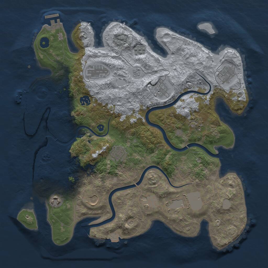 Rust Map: Procedural Map, Size: 3850, Seed: 3454, 17 Monuments