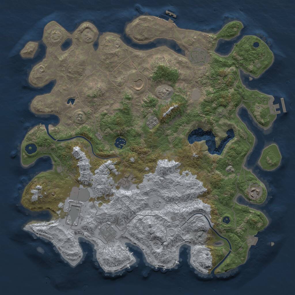 Rust Map: Procedural Map, Size: 4000, Seed: 5187, 14 Monuments