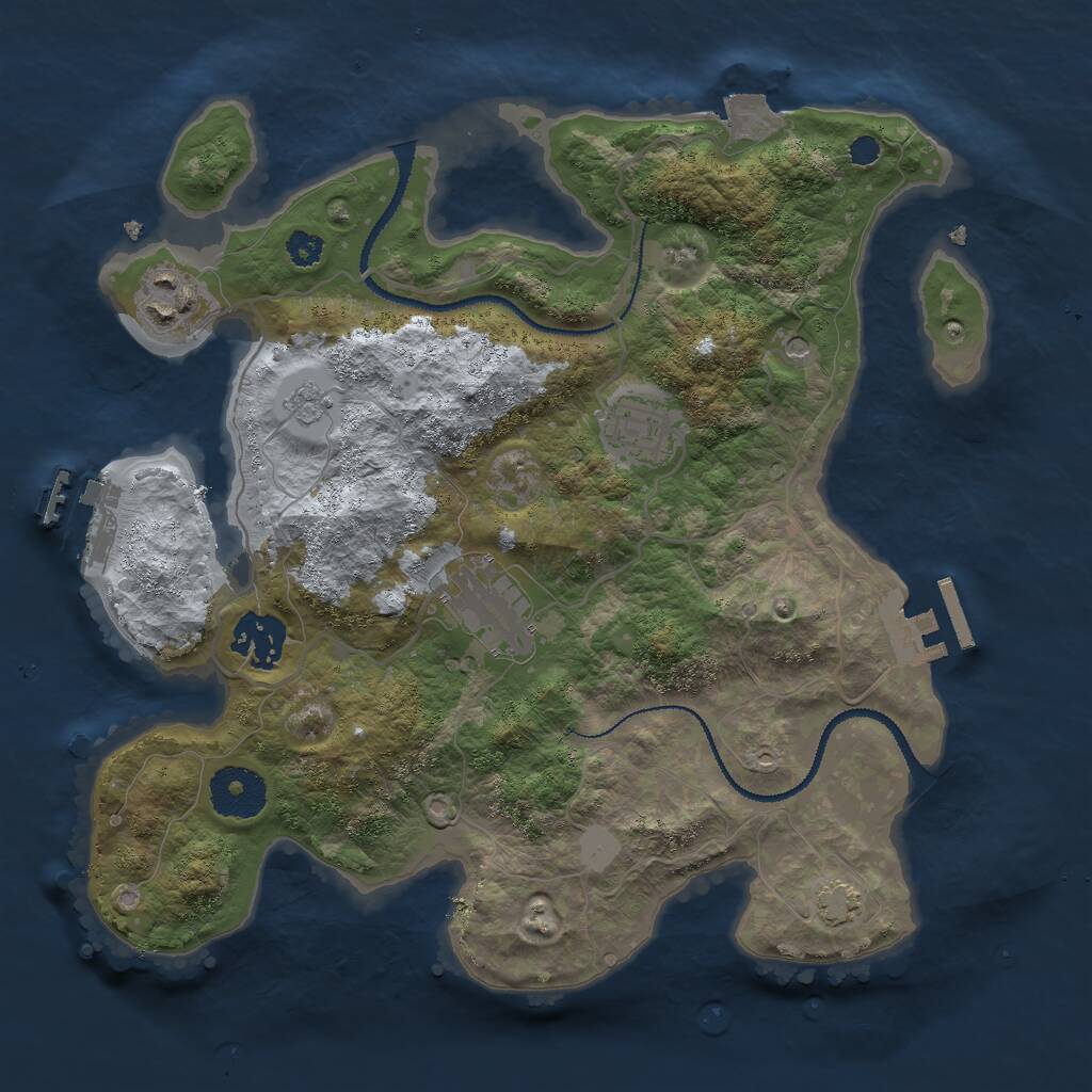 Rust Map: Procedural Map, Size: 3000, Seed: 28613836, 10 Monuments