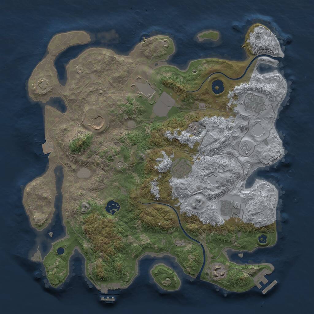 Rust Map: Procedural Map, Size: 3500, Seed: 321498606, 14 Monuments