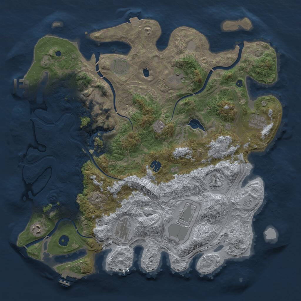 Rust Map: Procedural Map, Size: 4250, Seed: 1196153164, 16 Monuments