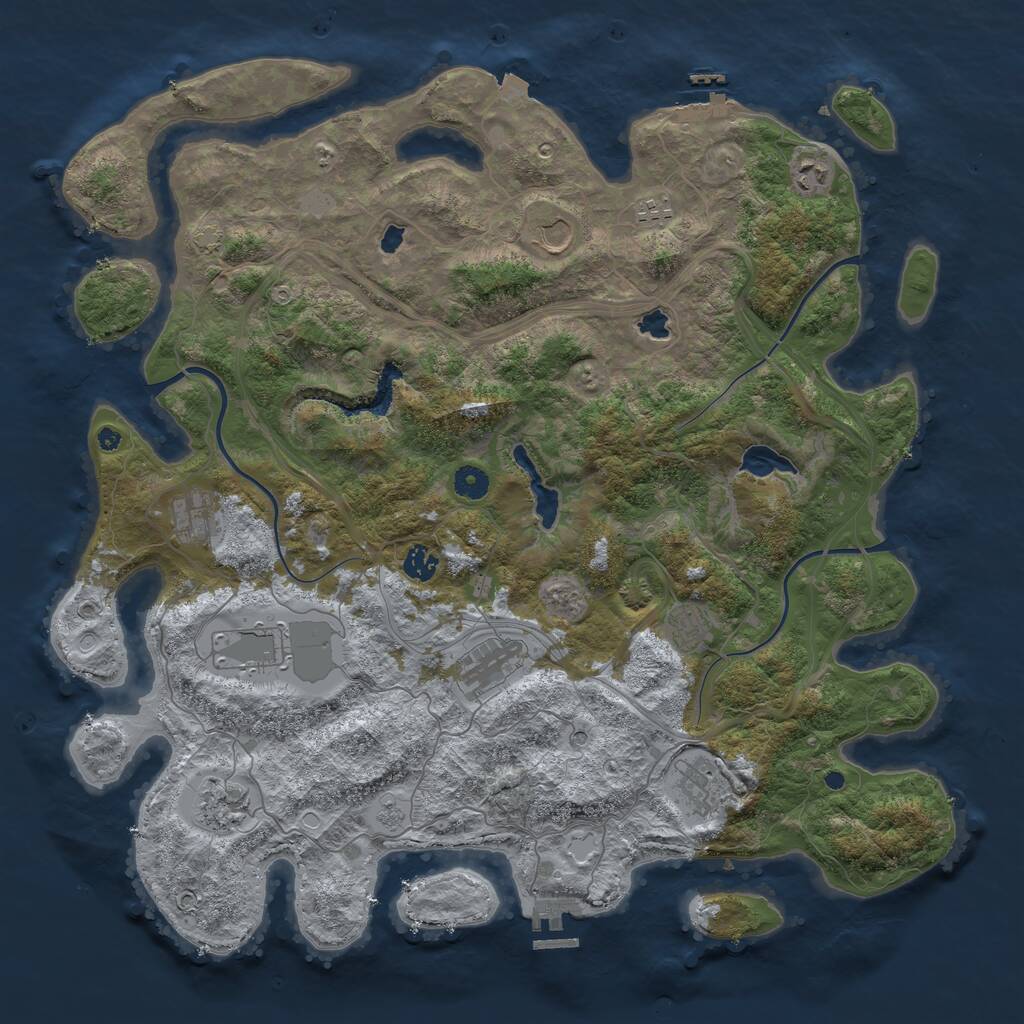 Rust Map: Procedural Map, Size: 4500, Seed: 2089662081, 16 Monuments