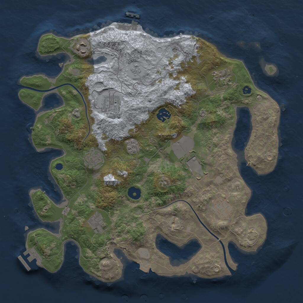 Rust Map: Procedural Map, Size: 3500, Seed: 411867885, 15 Monuments