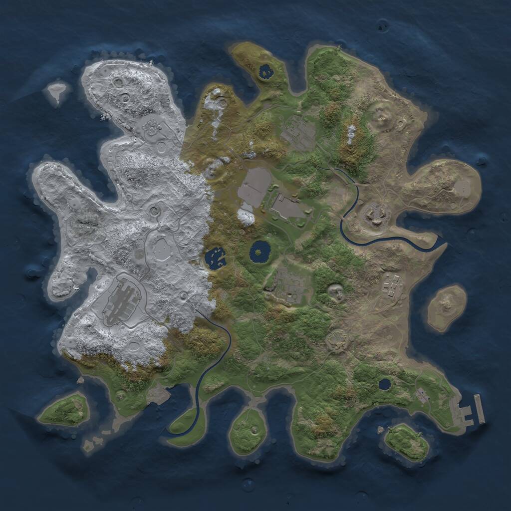 Rust Map: Procedural Map, Size: 3500, Seed: 594632989, 12 Monuments