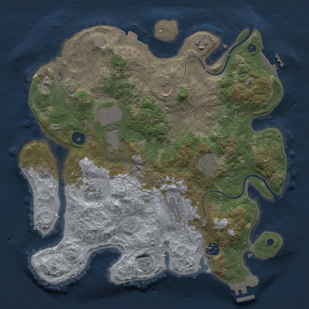 Rust Map: Procedural Map, Size: 3500, Seed: 661126, 13 Monuments