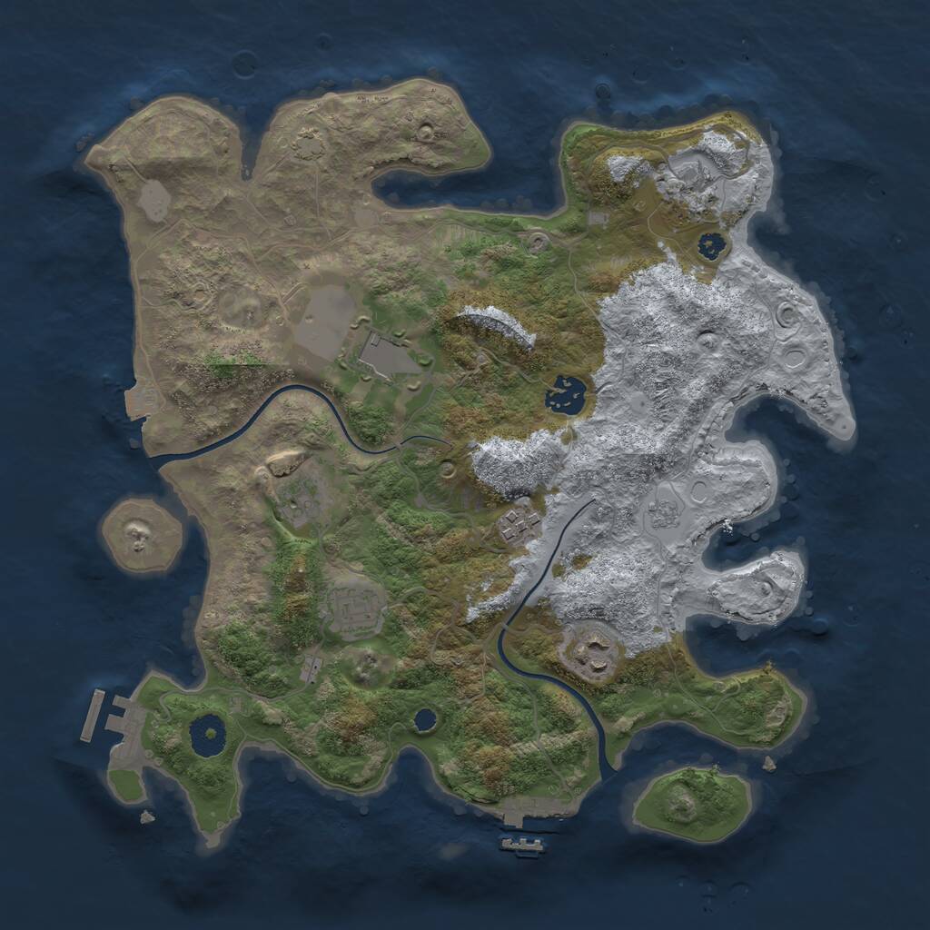 Rust Map: Procedural Map, Size: 3500, Seed: 32000, 12 Monuments