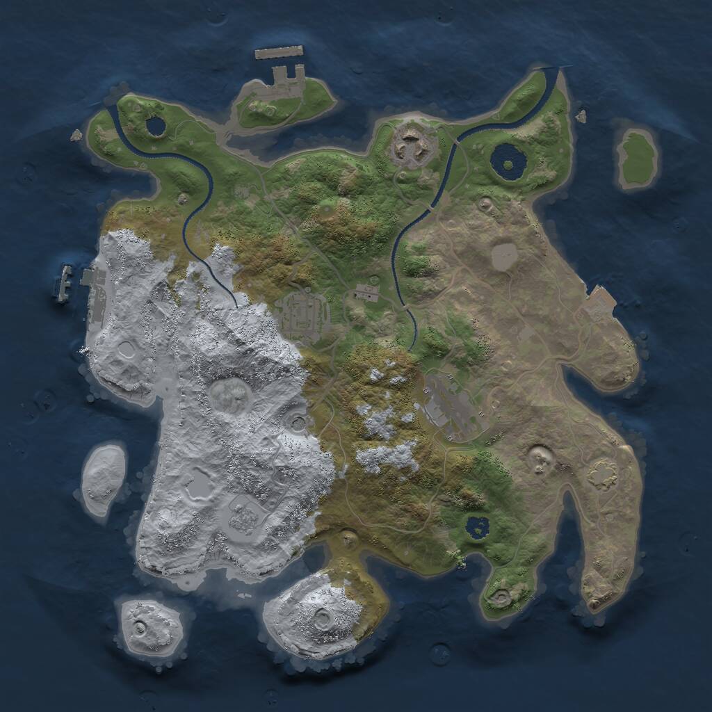 Rust Map: Procedural Map, Size: 3000, Seed: 658635338, 9 Monuments