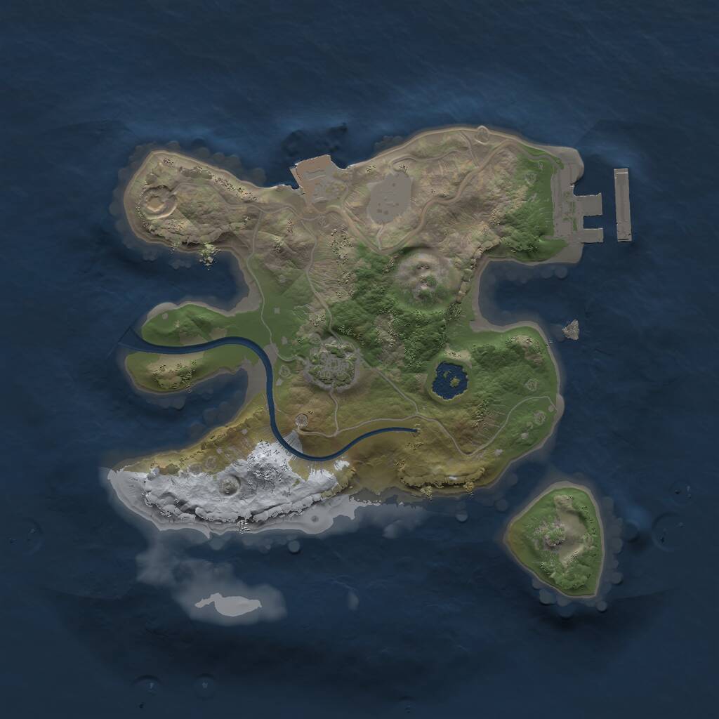 Rust Map: Procedural Map, Size: 2000, Seed: 150841, 3 Monuments