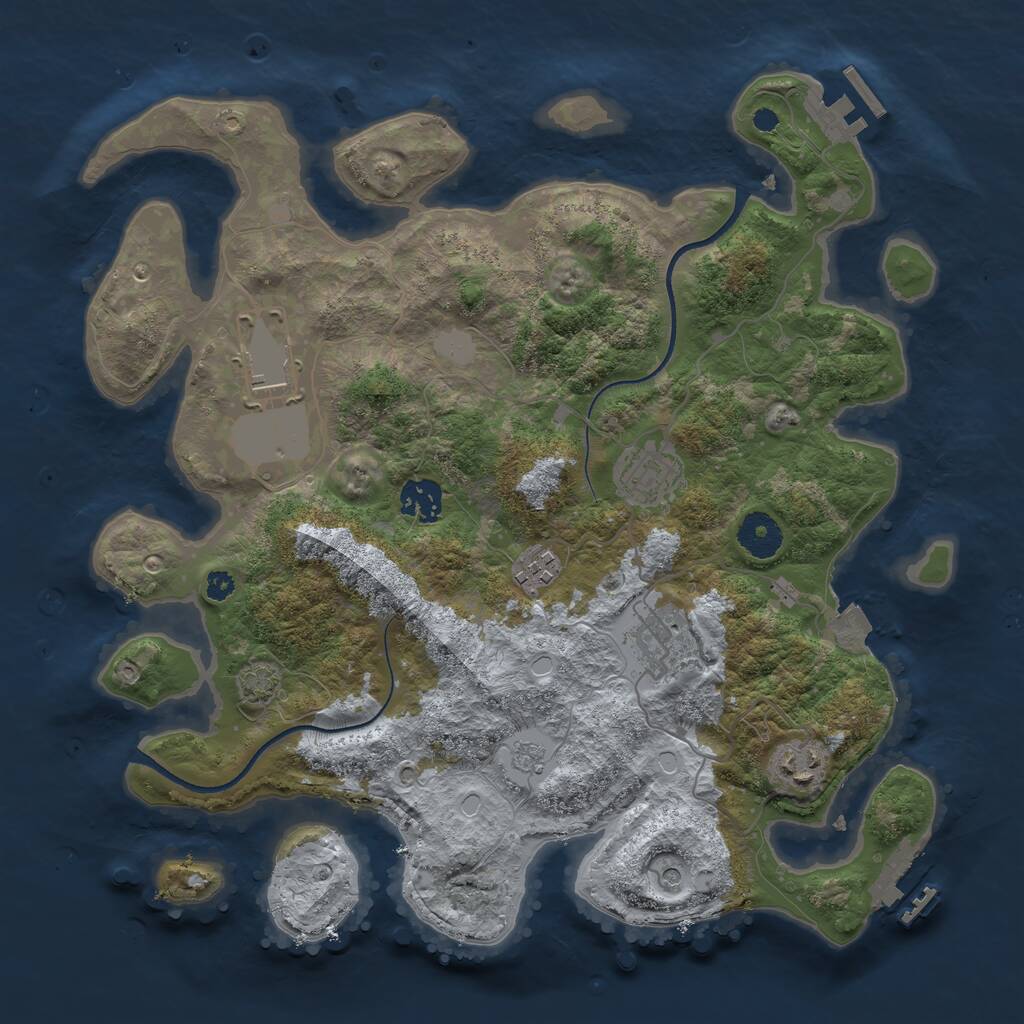 Rust Map: Procedural Map, Size: 3500, Seed: 1834450175, 12 Monuments