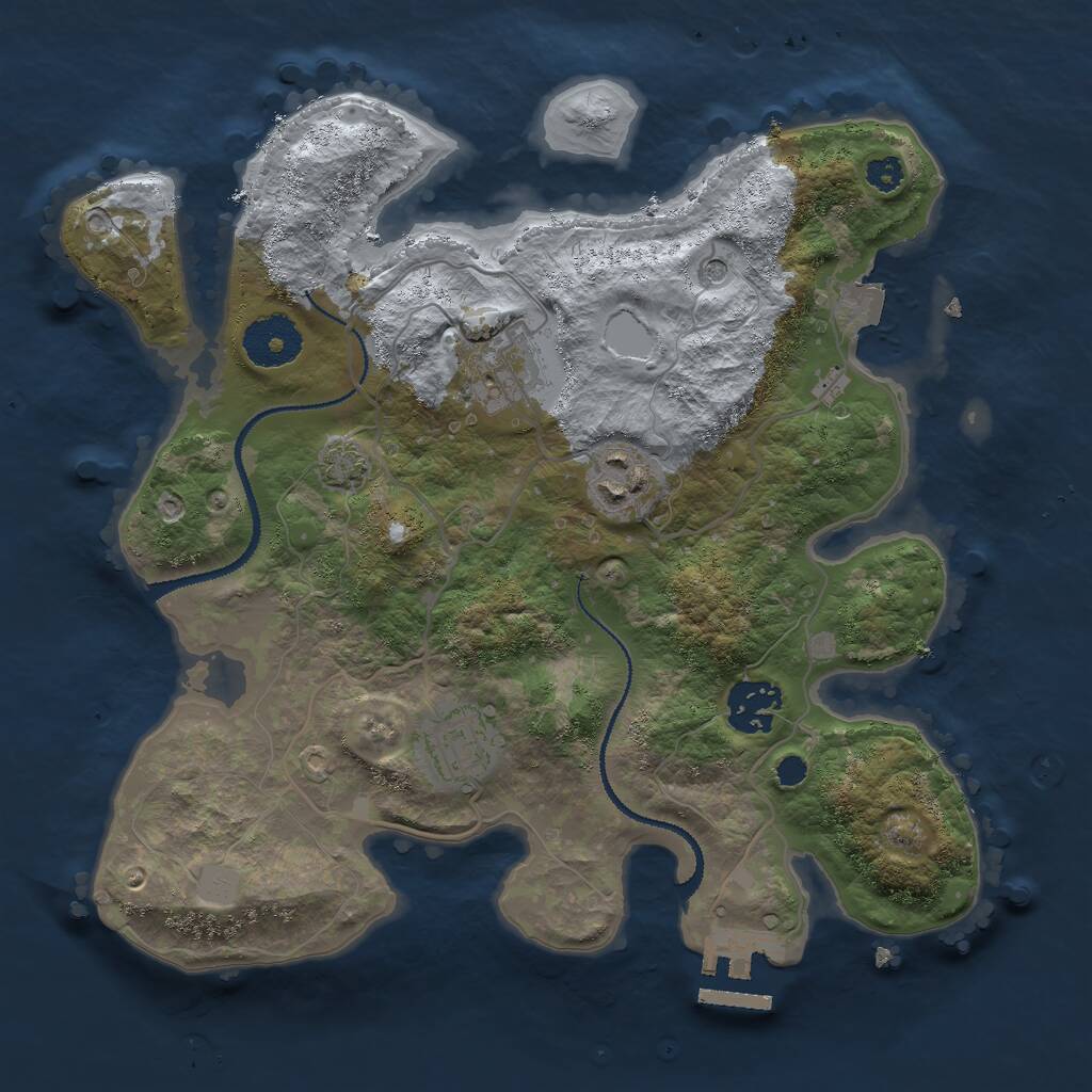 Rust Map: Procedural Map, Size: 3000, Seed: 7281369, 8 Monuments