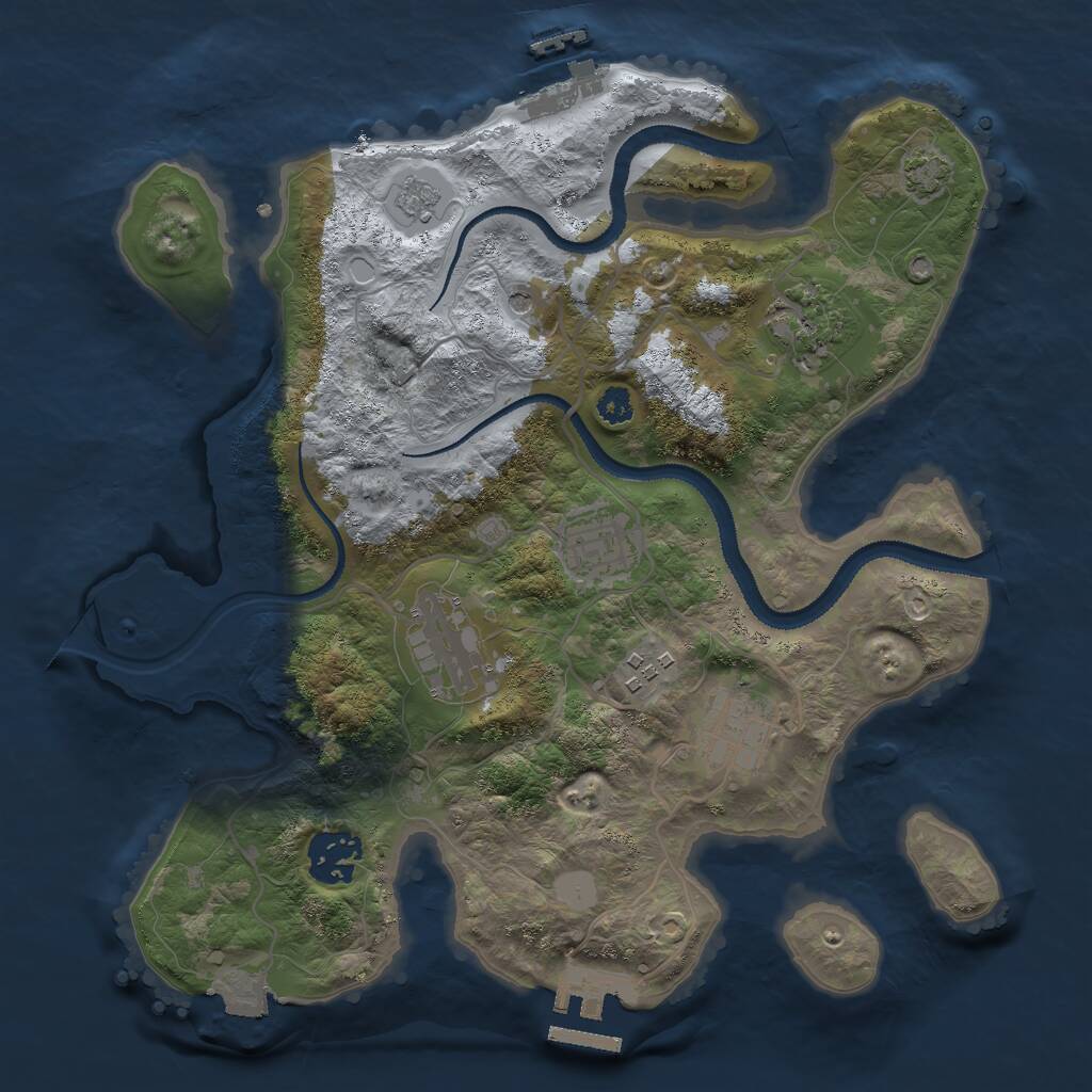 Rust Map: Procedural Map, Size: 3000, Seed: 15474, 12 Monuments