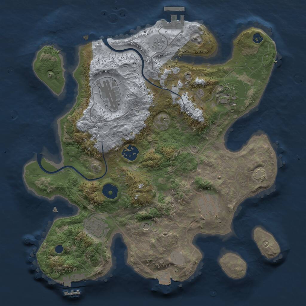 Rust Map: Procedural Map, Size: 3000, Seed: 15474, 11 Monuments