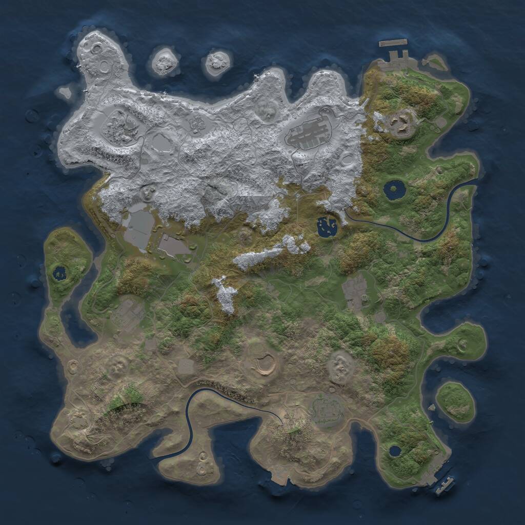 Rust Map: Procedural Map, Size: 3750, Seed: 9874, 14 Monuments