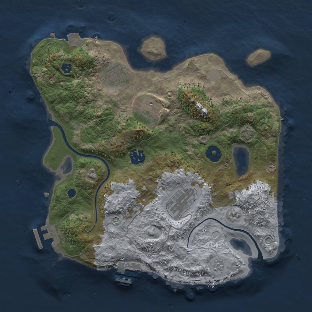 Rust Map: Procedural Map, Size: 3000, Seed: 1288141988, 10 Monuments