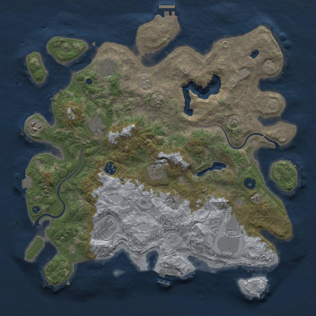 Rust Map: Procedural Map, Size: 4000, Seed: 386345, 14 Monuments