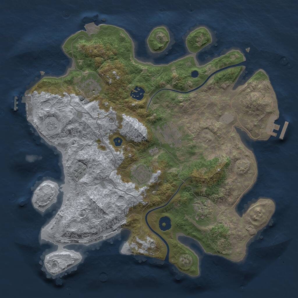 Rust Map: Procedural Map, Size: 3300, Seed: 804254518, 12 Monuments