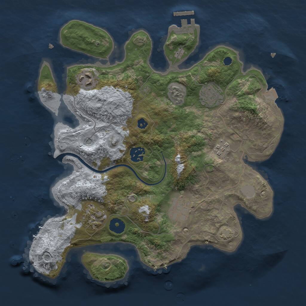 Rust Map: Procedural Map, Size: 3000, Seed: 7281364, 10 Monuments