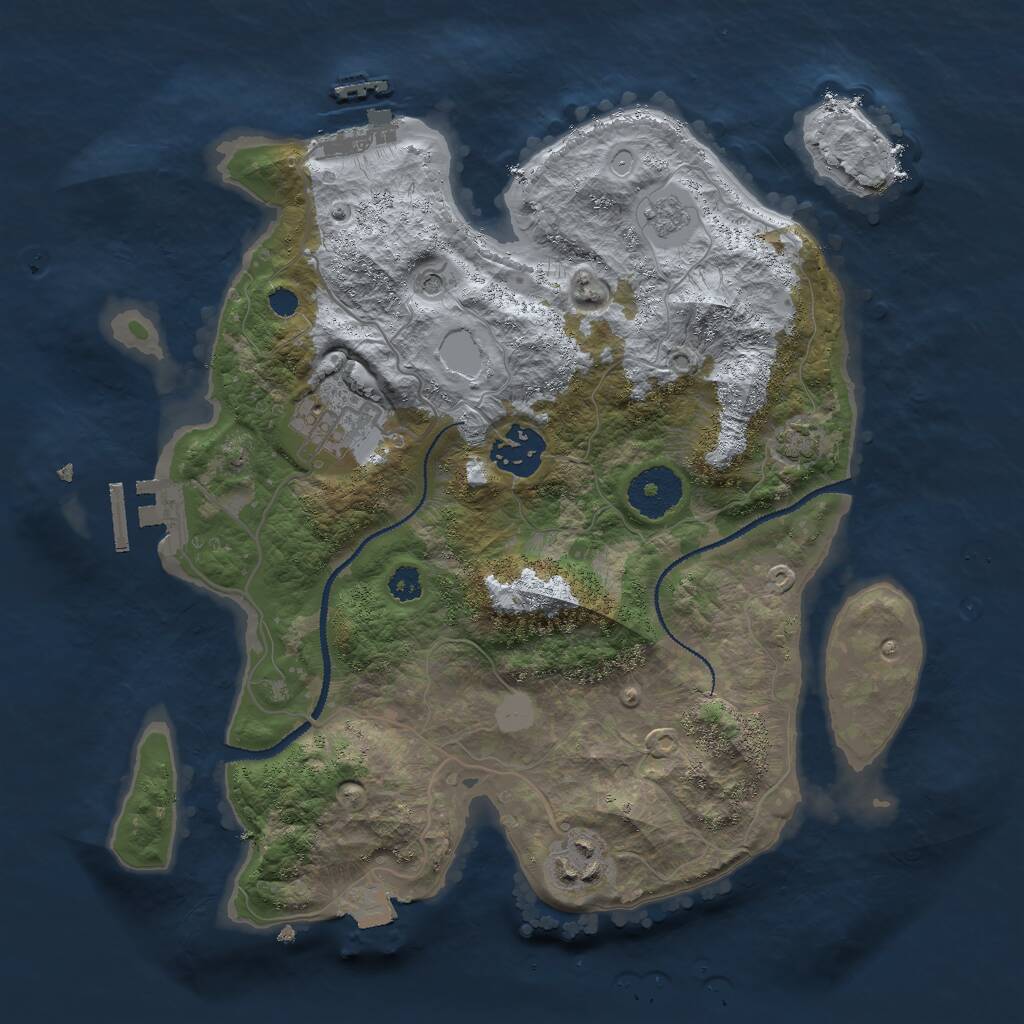 Rust Map: Procedural Map, Size: 3000, Seed: 7281363, 9 Monuments