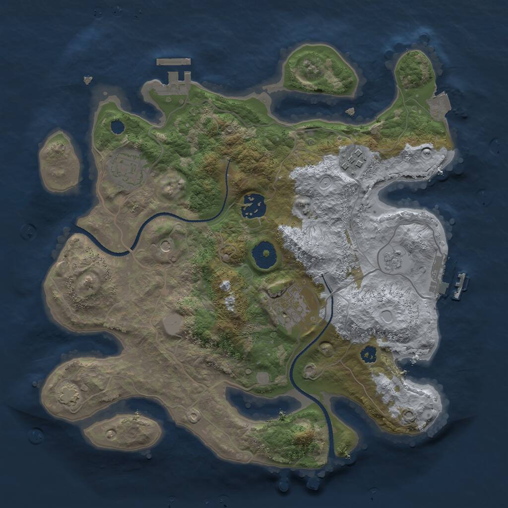 Rust Map: Procedural Map, Size: 3000, Seed: 1907109632, 10 Monuments