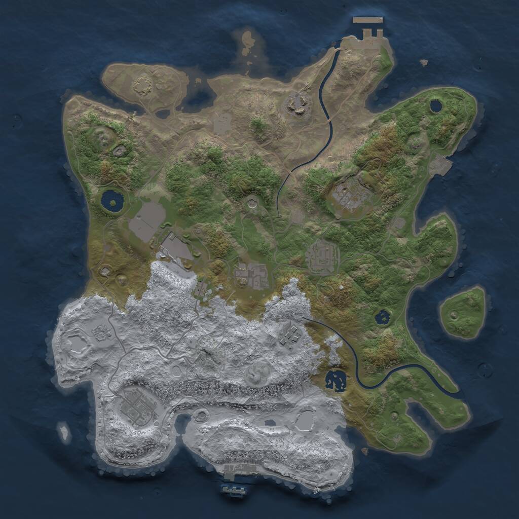 Rust Map: Procedural Map, Size: 3500, Seed: 1740446040, 14 Monuments