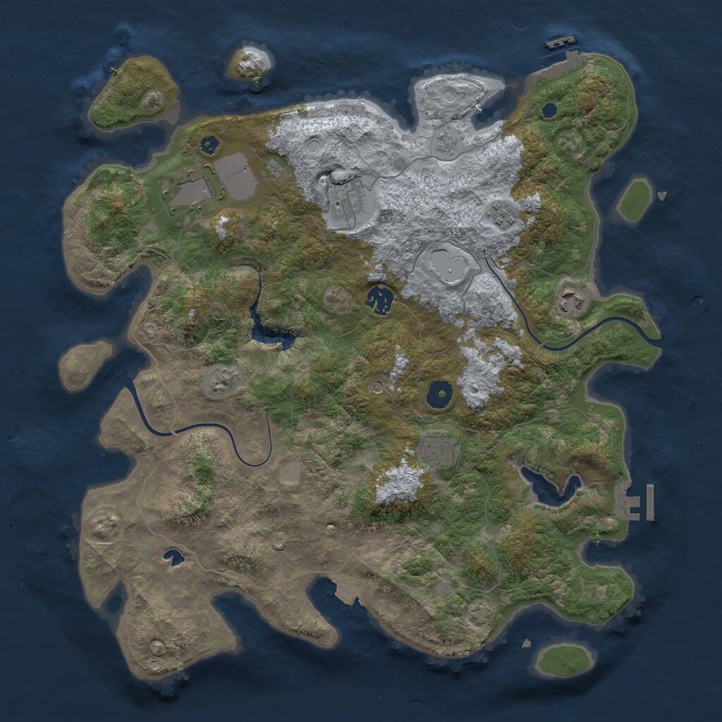 Rust Map: Procedural Map, Size: 4000, Seed: 545491603, 12 Monuments