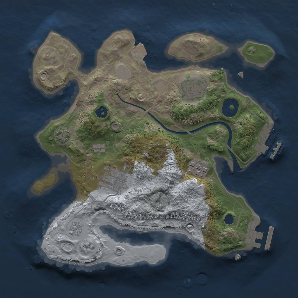 Rust Map: Procedural Map, Size: 2500, Seed: 806893808, 8 Monuments