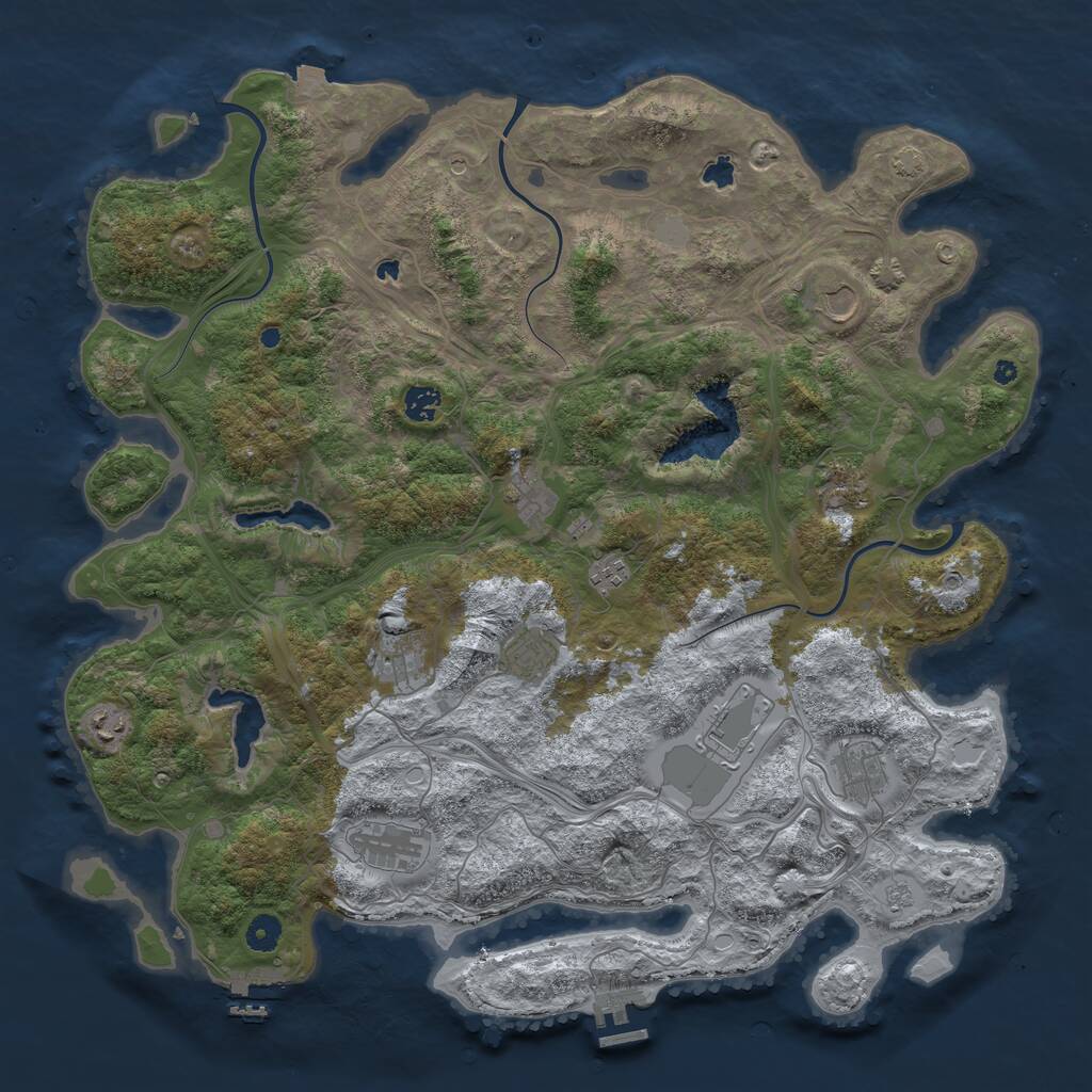 Rust Map: Procedural Map, Size: 4500, Seed: 1323985668, 17 Monuments